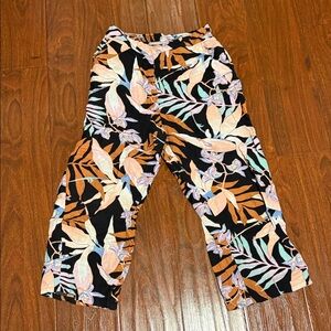 Billabong Black and Orange Tropical Print Pants